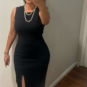 Theory Black Midi Dress with Front Slit